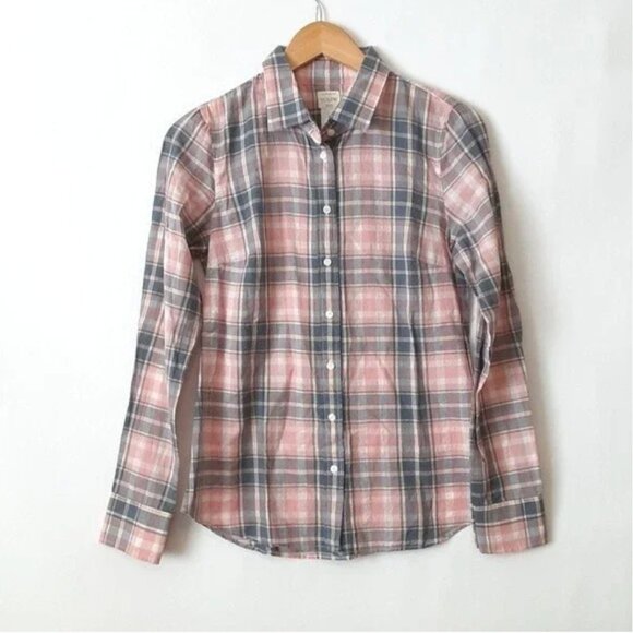 J. Crew "The Perfect Shirt" Plaid Pink & Blue Button Down - Picture 1 of 3